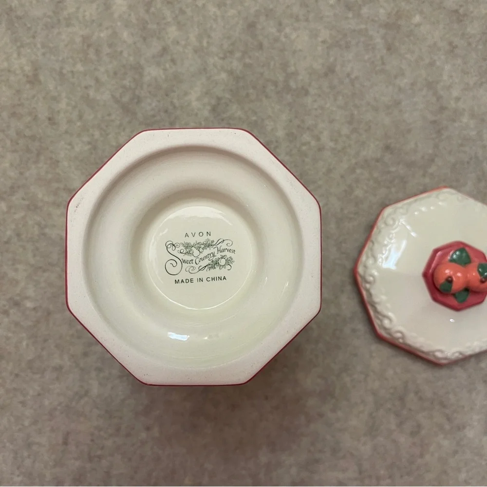 Vintage MCM Avon Sweet Country Harvest Ceramic Fruit Cream Sugar Containers